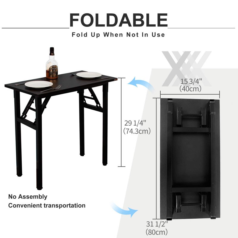 Need Folding Desk - 31 1/2" No Assembly Foldable Small Computer Table,Sturdy and Heavy Duty Writing Desk for Small Spaces, Black&Black Frame - Image 3